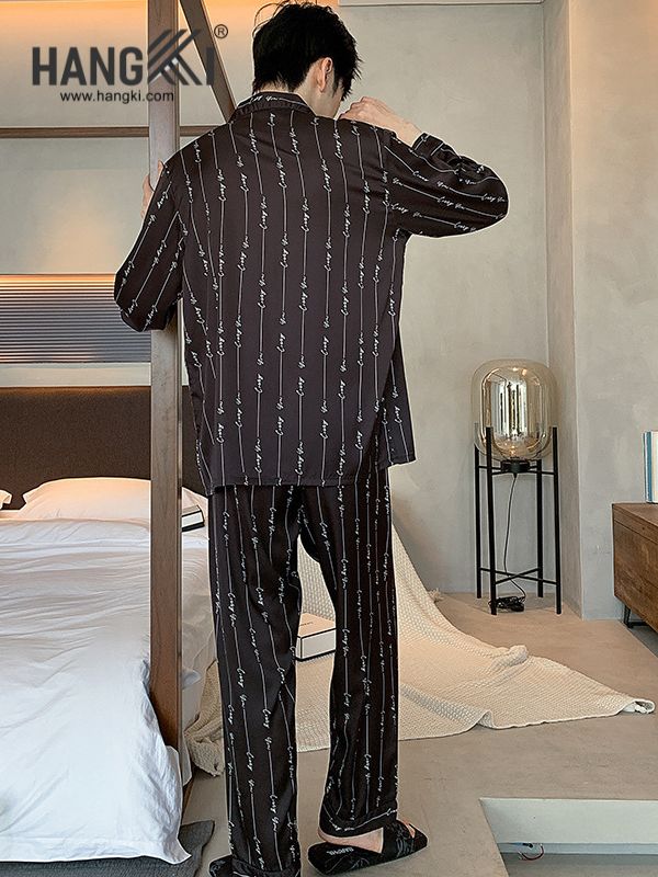 TD204 - Đồ Ngủ Pijama Nam Tay Dài Quần Dài Lụa