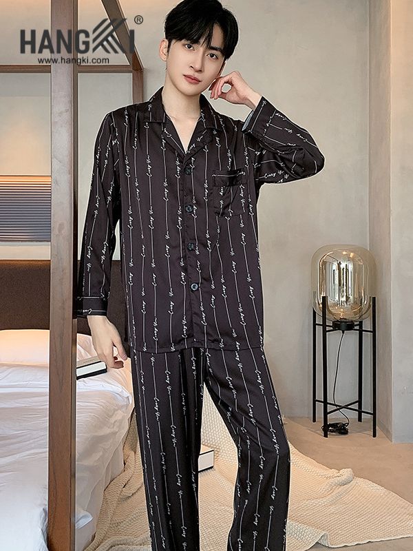 TD204 - Đồ Ngủ Pijama Nam Tay Dài Quần Dài Lụa