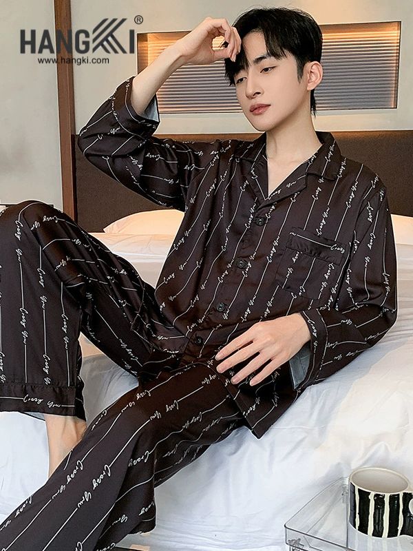 TD204 - Đồ Ngủ Pijama Nam Tay Dài Quần Dài Lụa