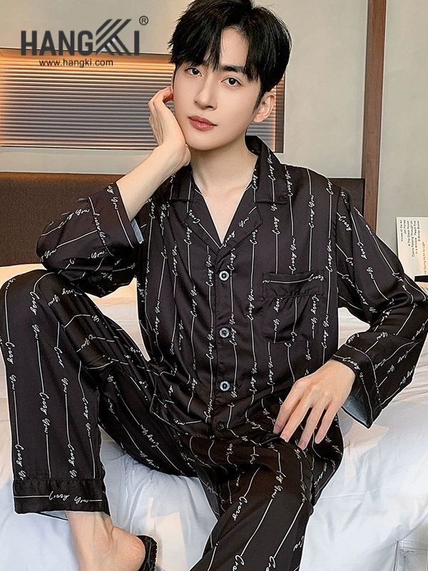TD204 - Đồ Ngủ Pijama Nam Tay Dài Quần Dài Lụa
