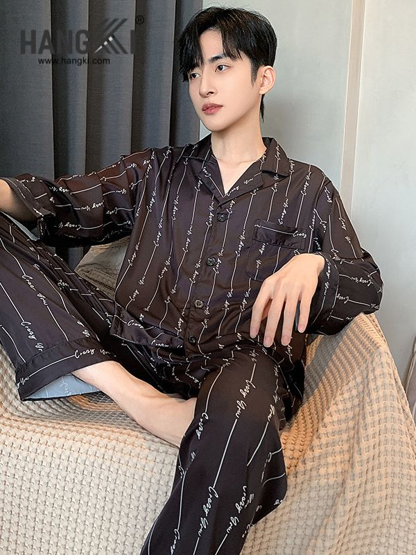 TD204 - Đồ Ngủ Pijama Nam Tay Dài Quần Dài Lụa