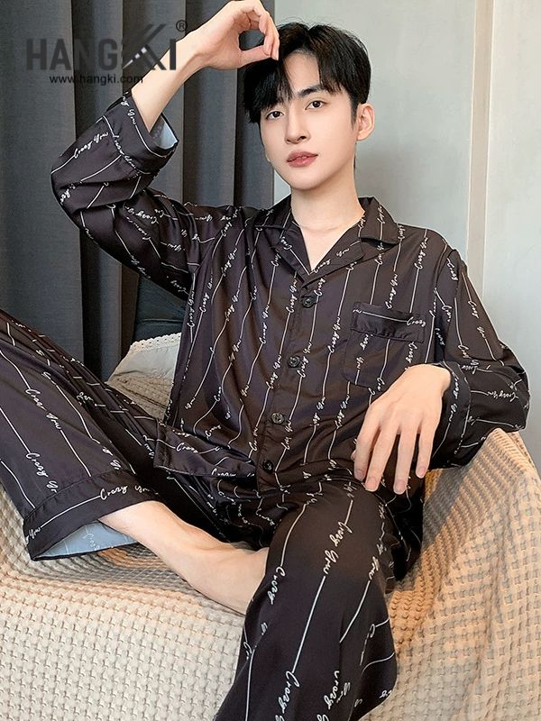 TD204 - Đồ Ngủ Pijama Nam Tay Dài Quần Dài Lụa