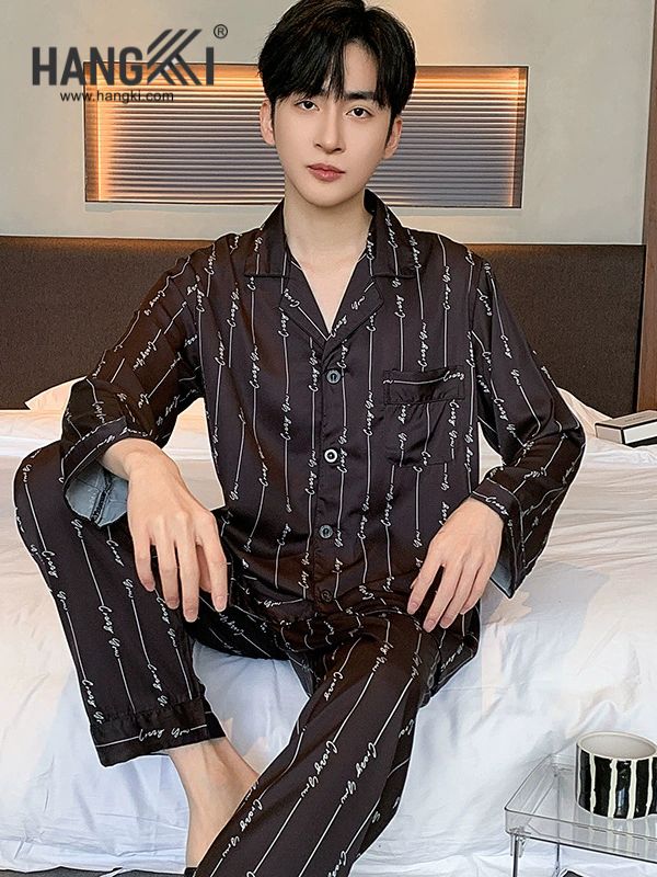 TD204 - Đồ Ngủ Pijama Nam Tay Dài Quần Dài Lụa