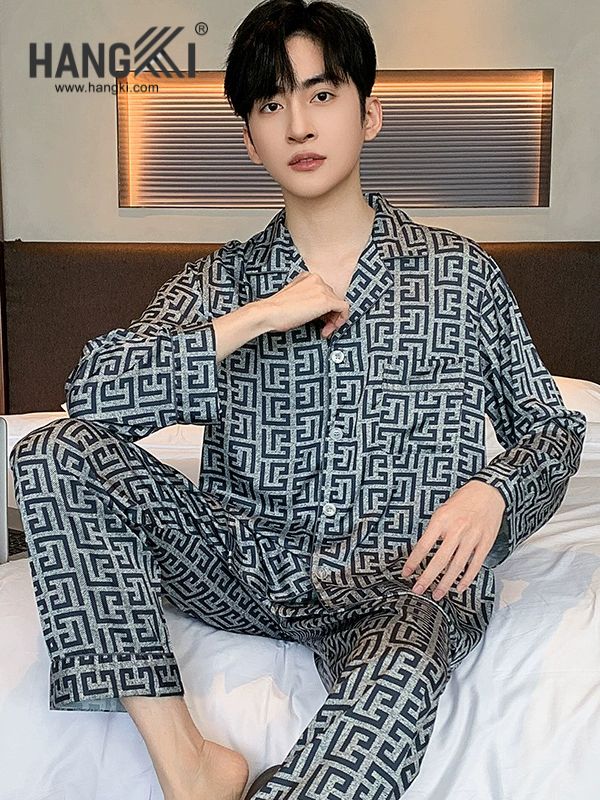 TD205 - Đồ Ngủ Pijama Nam Tay Dài Quần Dài Lụa