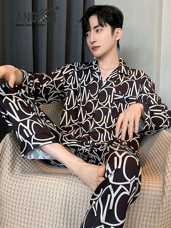 TD206 - Đồ Ngủ Pijama Nam Tay Dài Quần Dài Lụa