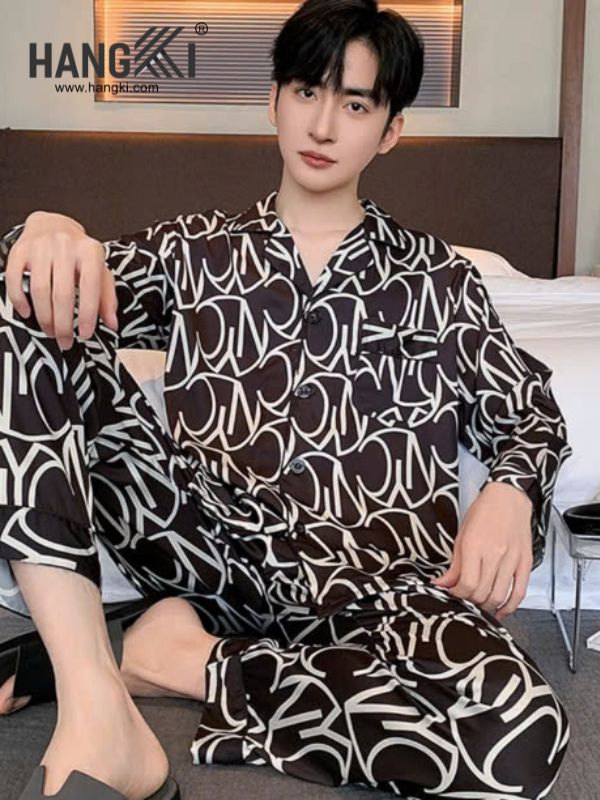 TD206 - Đồ Ngủ Pijama Nam Tay Dài Quần Dài Lụa