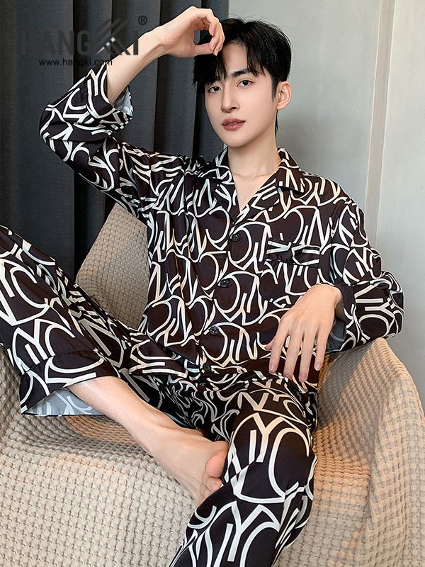 TD206 - Đồ Ngủ Pijama Nam Tay Dài Quần Dài Lụa