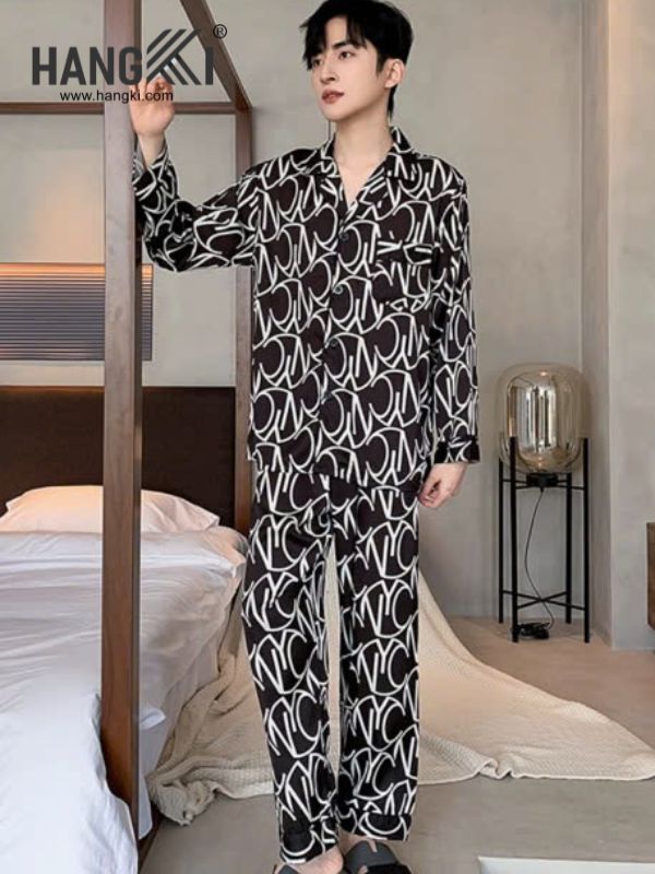 TD206 - Đồ Ngủ Pijama Nam Tay Dài Quần Dài Lụa