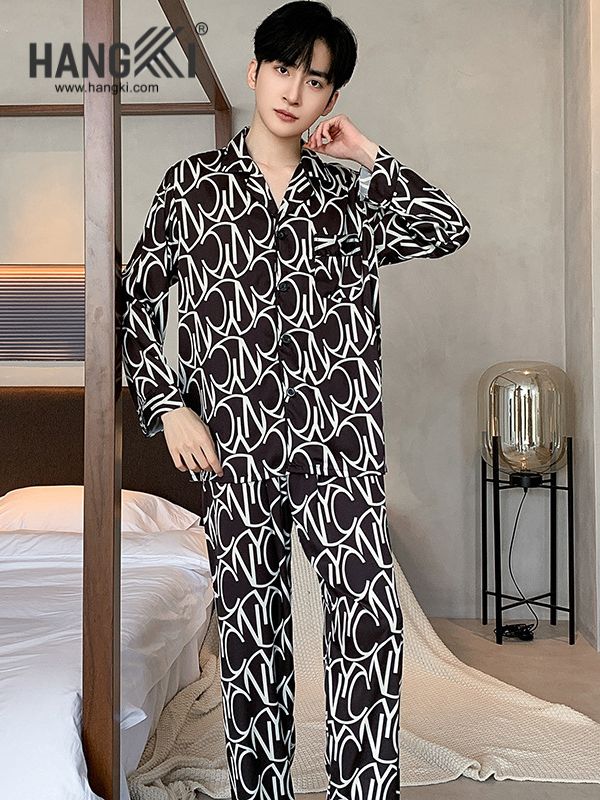 TD206 - Đồ Ngủ Pijama Nam Tay Dài Quần Dài Lụa