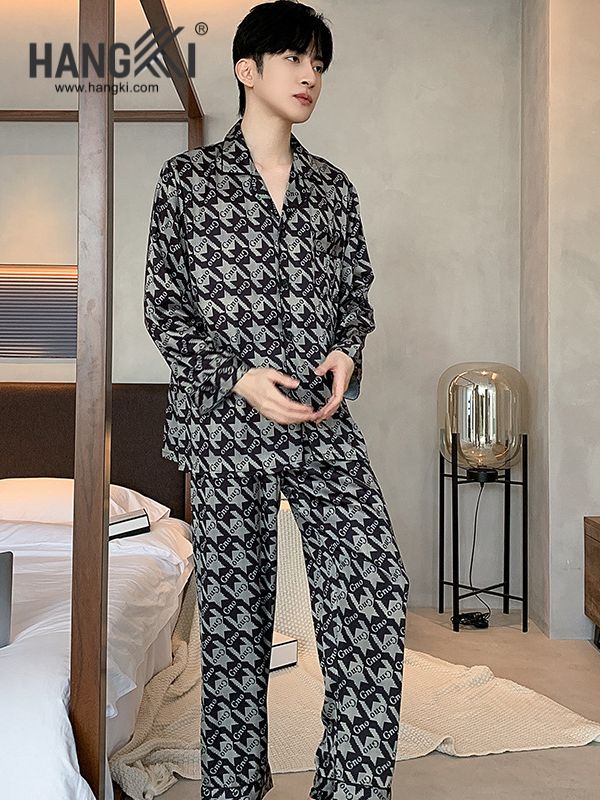 TD207 - Đồ Ngủ Pijama Nam Tay Dài Quần Dài Lụa
