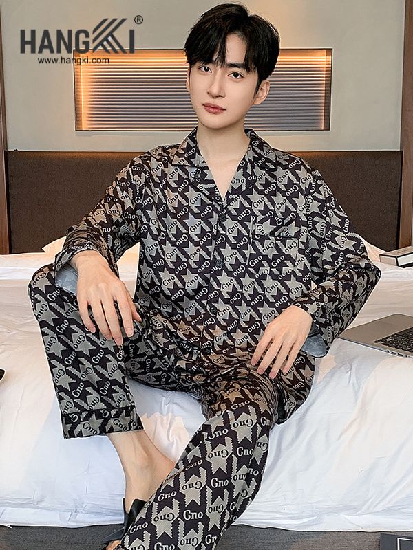 TD207 - Đồ Ngủ Pijama Nam Tay Dài Quần Dài Lụa