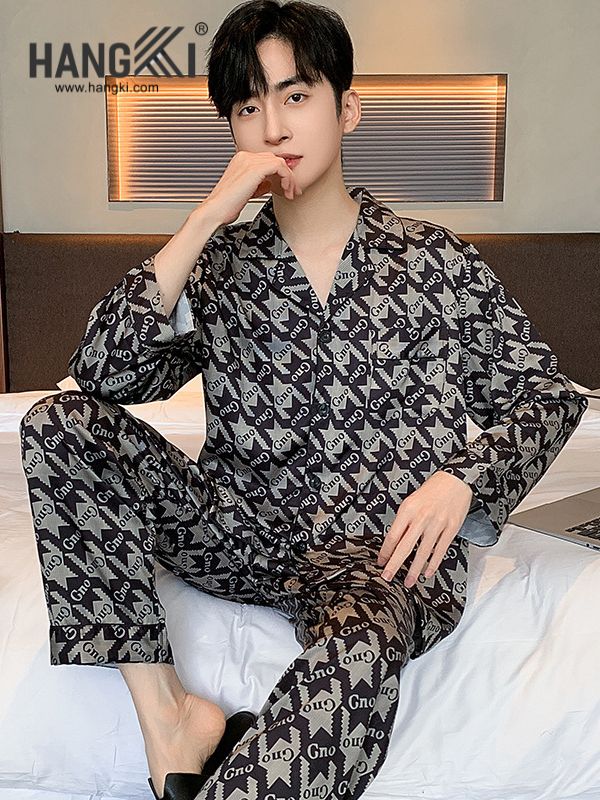 TD207 - Đồ Ngủ Pijama Nam Tay Dài Quần Dài Lụa