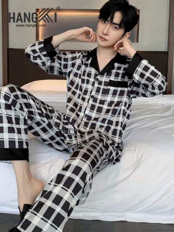 TD208 - Đồ Ngủ Pijama Nam Tay Dài Quần Dài Lụa