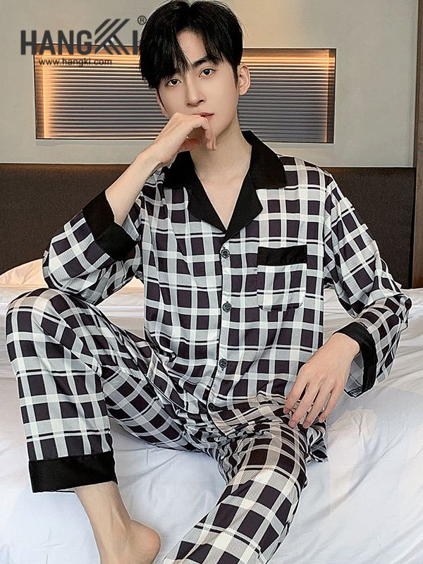 TD208 - Đồ Ngủ Pijama Nam Tay Dài Quần Dài Lụa