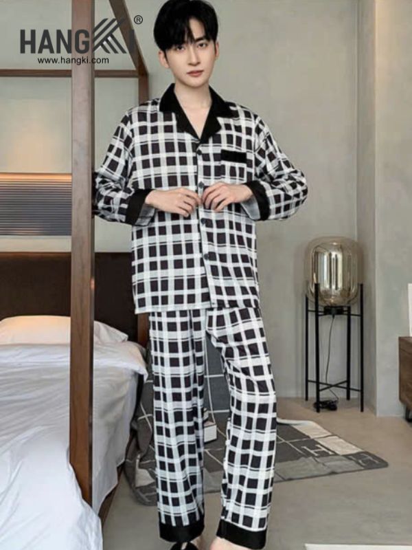 TD208 - Đồ Ngủ Pijama Nam Tay Dài Quần Dài Lụa