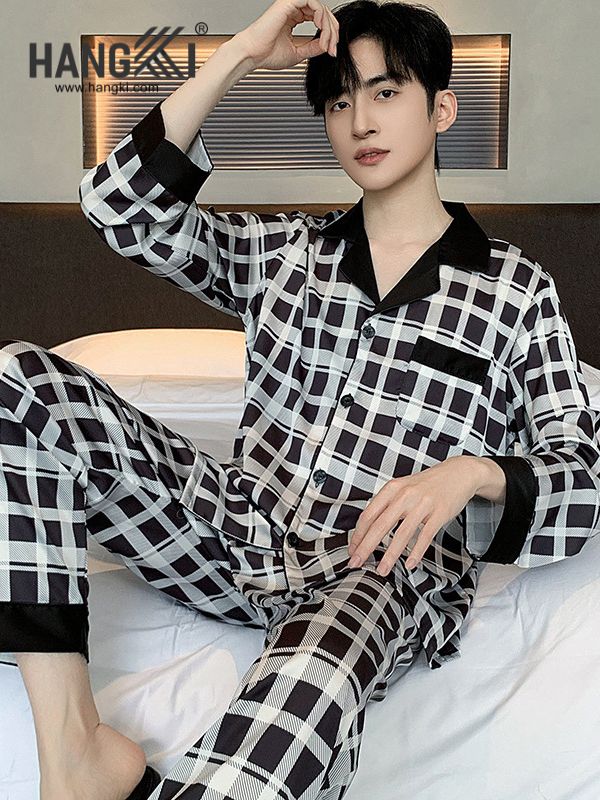 TD208 - Đồ Ngủ Pijama Nam Tay Dài Quần Dài Lụa