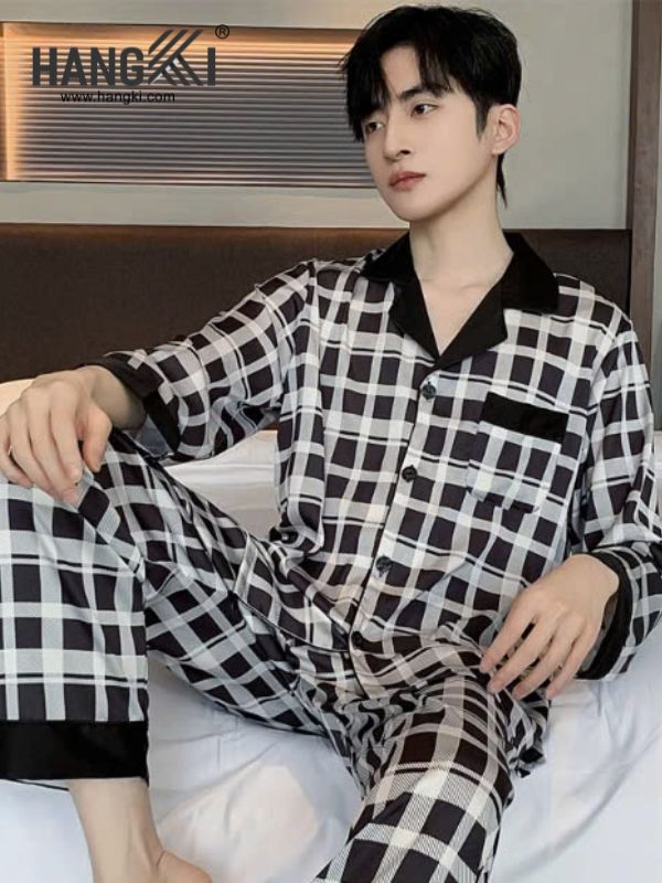 TD208 - Đồ Ngủ Pijama Nam Tay Dài Quần Dài Lụa
