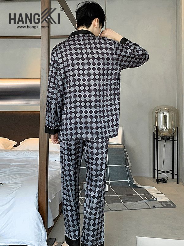 TD209 - Đồ Ngủ Pijama Nam Tay Dài Quần Dài Lụa