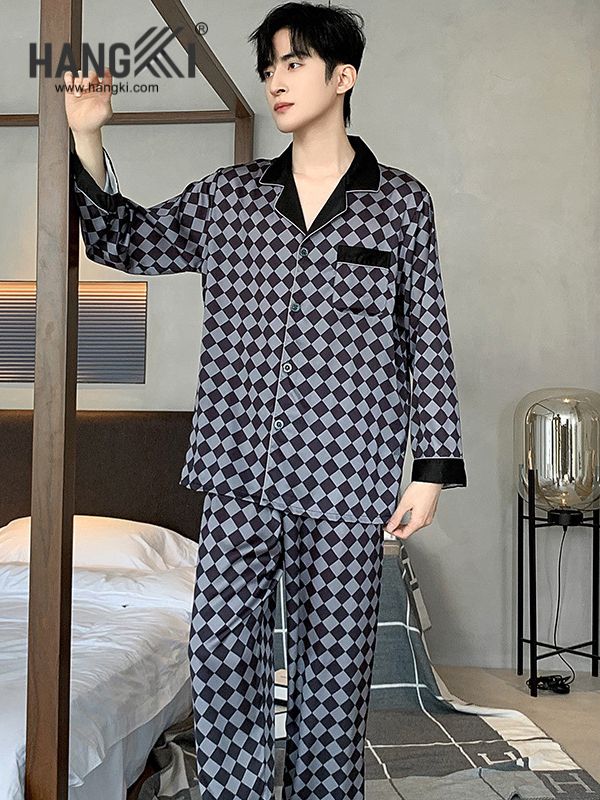 TD209 - Đồ Ngủ Pijama Nam Tay Dài Quần Dài Lụa