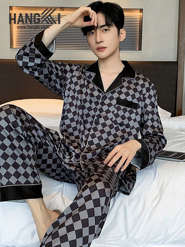 TD209 - Đồ Ngủ Pijama Nam Tay Dài Quần Dài Lụa
