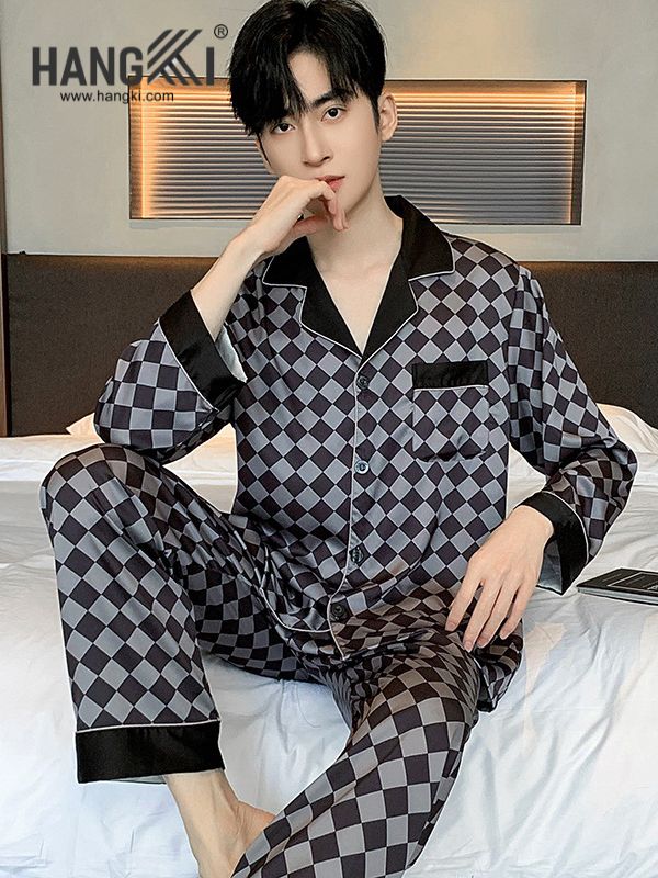 TD209 - Đồ Ngủ Pijama Nam Tay Dài Quần Dài Lụa