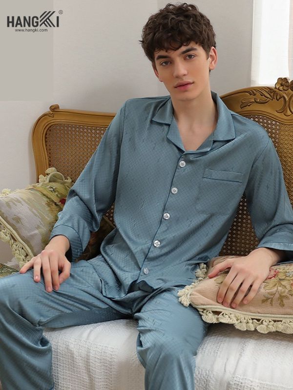 TD21 - Đồ Ngủ Pijama Nam Tay Dài Quần Dài Lụa