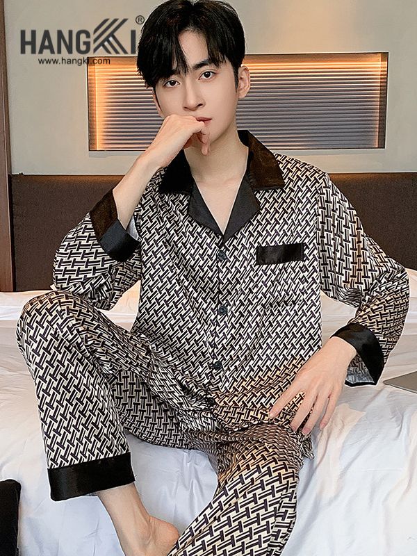 TD210 - Đồ Ngủ Pijama Nam Tay Dài Quần Dài Lụa