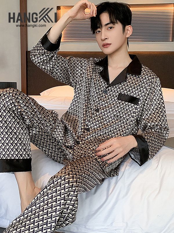 TD210 - Đồ Ngủ Pijama Nam Tay Dài Quần Dài Lụa