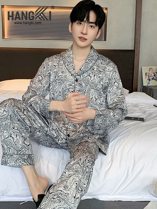 TD211 - Đồ Ngủ Pijama Nam Tay Dài Quần Dài Lụa