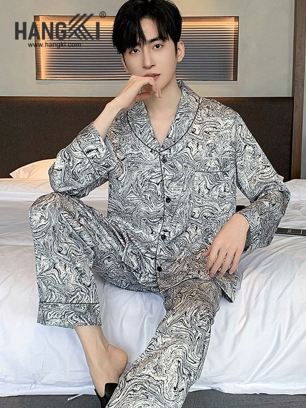 TD211 - Đồ Ngủ Pijama Nam Tay Dài Quần Dài Lụa