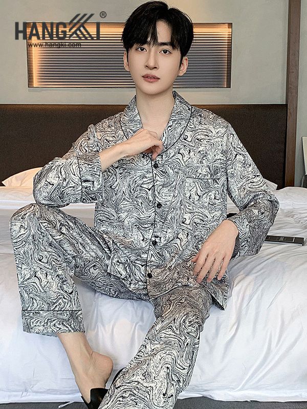 TD211 - Đồ Ngủ Pijama Nam Tay Dài Quần Dài Lụa