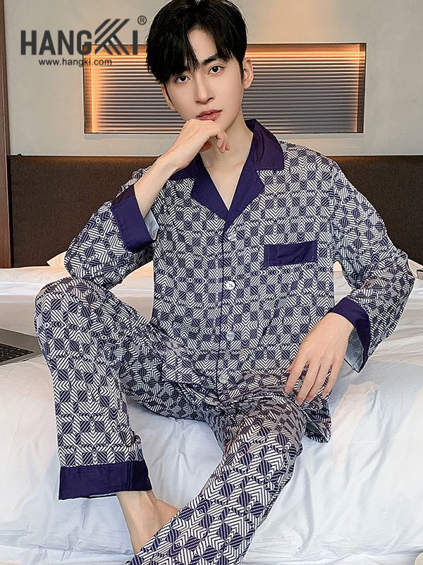 TD212 - Đồ Ngủ Pijama Nam Tay Dài Quần Dài Lụa