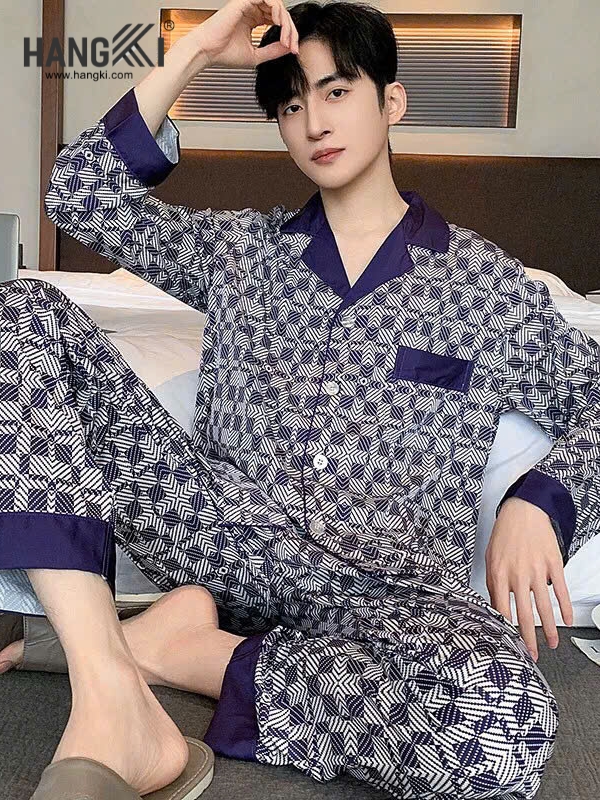 TD212 - Đồ Ngủ Pijama Nam Tay Dài Quần Dài Lụa