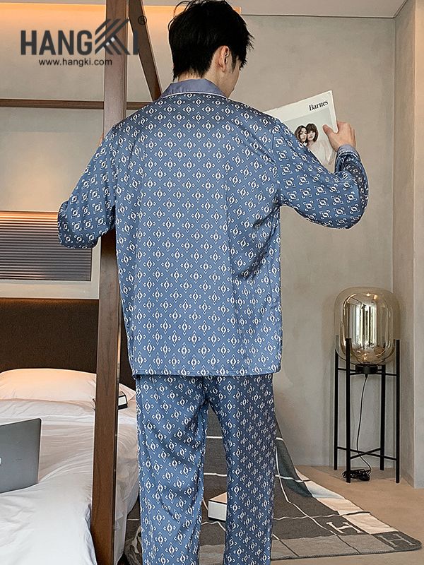TD213 - Đồ Ngủ Pijama Nam Tay Dài Quần Dài Lụa