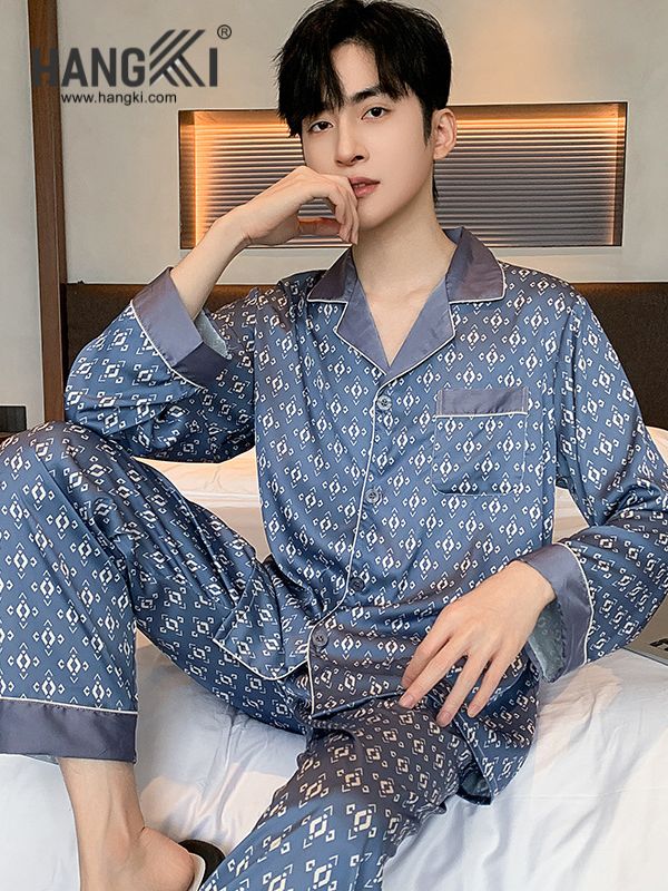 TD213 - Đồ Ngủ Pijama Nam Tay Dài Quần Dài Lụa