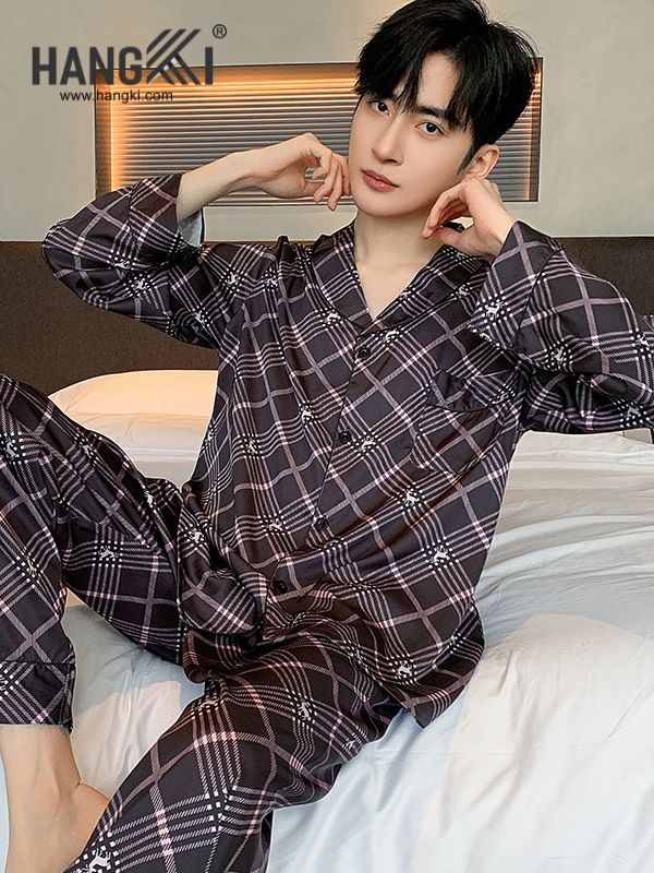 TD214 - Đồ Ngủ Pijama Nam Tay Dài Quần Dài Lụa