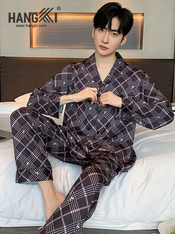 TD214 - Đồ Ngủ Pijama Nam Tay Dài Quần Dài Lụa
