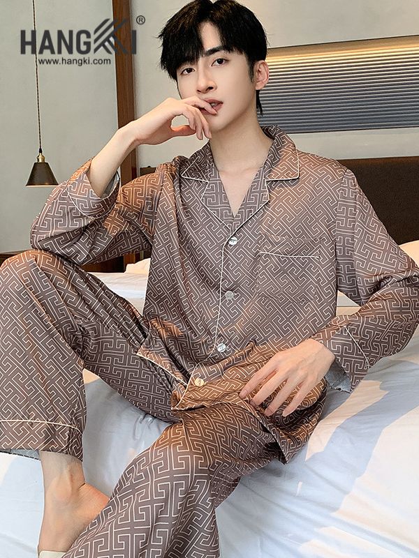 TD215 - Đồ Ngủ Pijama Nam Tay Dài Quần Dài Lụa