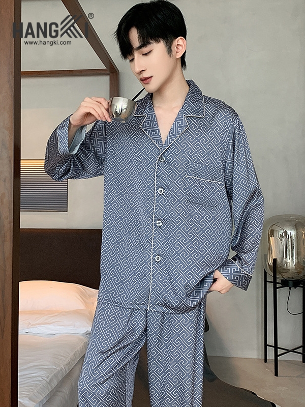 TD215 - Đồ Ngủ Pijama Nam Tay Dài Quần Dài Lụa