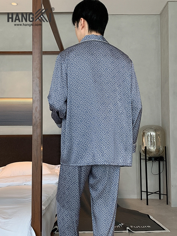 TD215 - Đồ Ngủ Pijama Nam Tay Dài Quần Dài Lụa