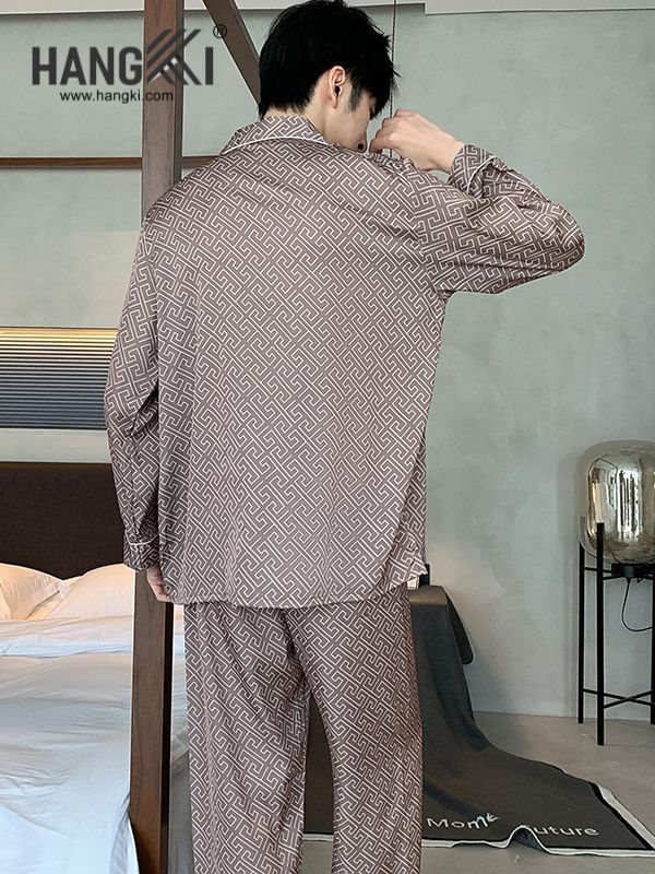 TD215 - Đồ Ngủ Pijama Nam Tay Dài Quần Dài Lụa