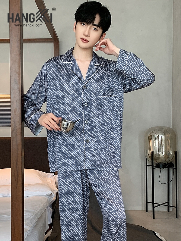TD215 - Đồ Ngủ Pijama Nam Tay Dài Quần Dài Lụa