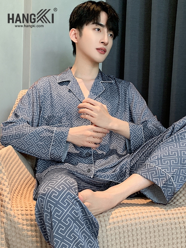 TD215 - Đồ Ngủ Pijama Nam Tay Dài Quần Dài Lụa