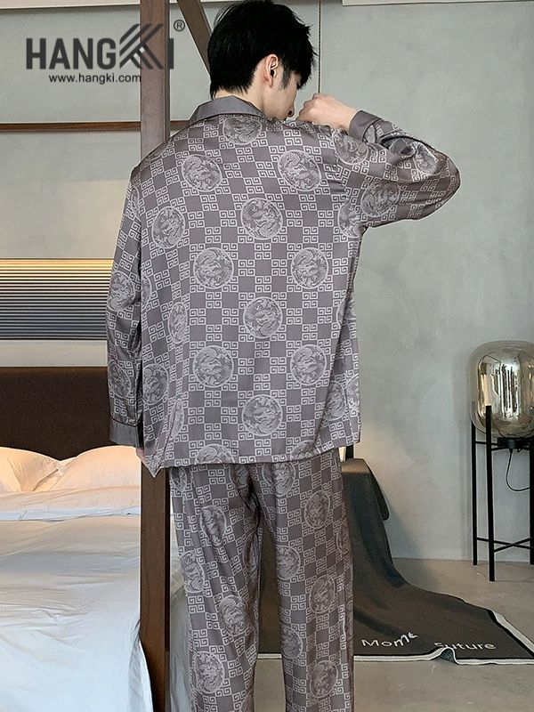 TD216 - Đồ Ngủ Pijama Nam Tay Dài Quần Dài Lụa