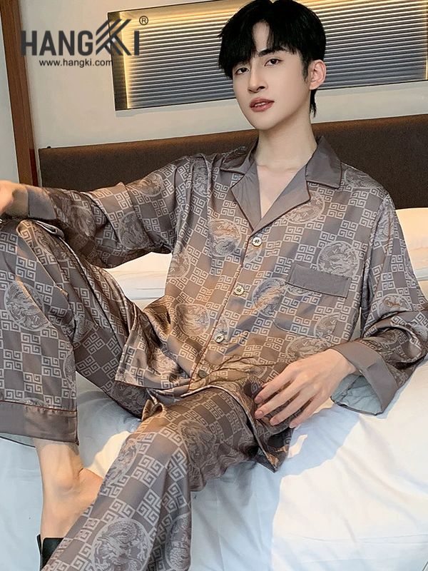 TD216 - Đồ Ngủ Pijama Nam Tay Dài Quần Dài Lụa