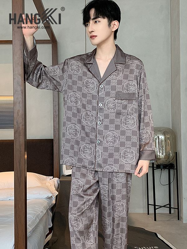 TD216 - Đồ Ngủ Pijama Nam Tay Dài Quần Dài Lụa