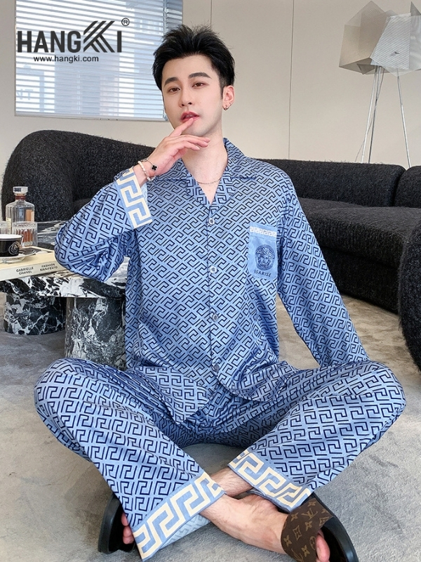 TD219 - Đồ Ngủ Pijama Nam Tay Dài Quần Dài Lụa