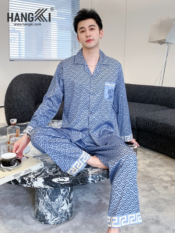 TD219 - Đồ Ngủ Pijama Nam Tay Dài Quần Dài Lụa