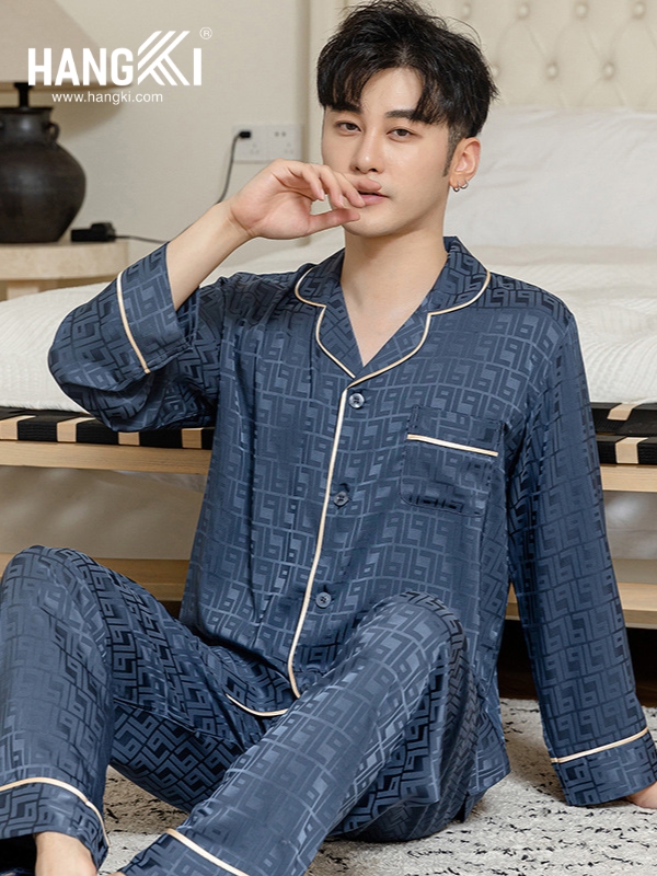 TD220 - Đồ Ngủ Pijama Nam Tay Dài Quần Dài Lụa