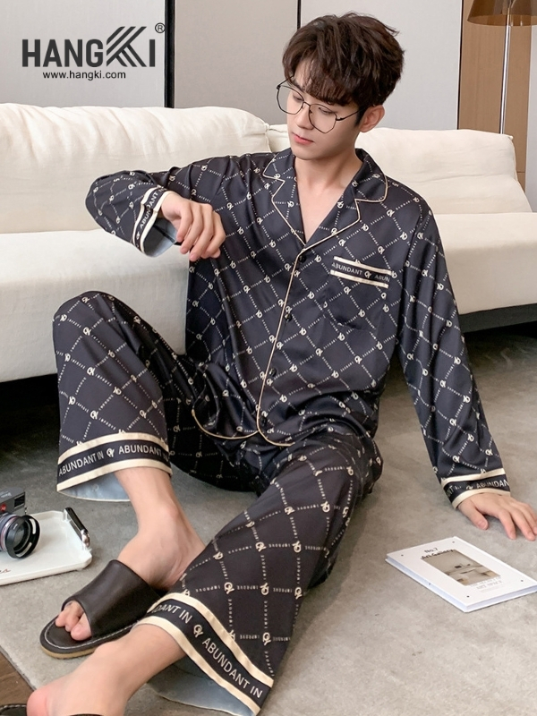 TD221 - Đồ Ngủ Pijama Nam Tay Dài Quần Dài Lụa